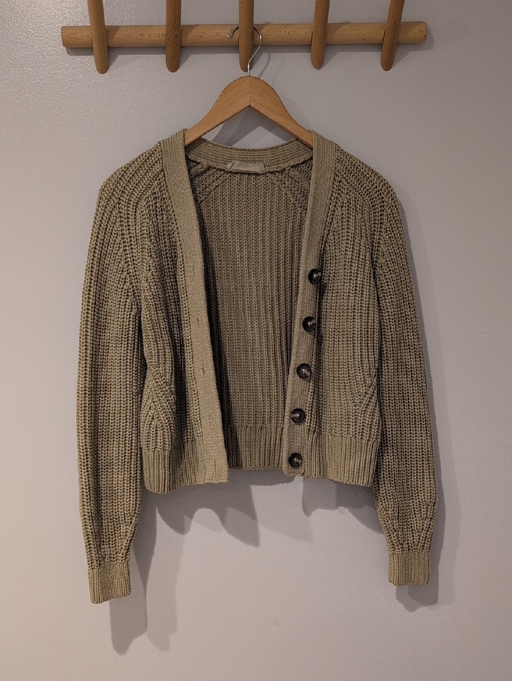 Everlane The Texture Cotton Cardigan Size XS In Green